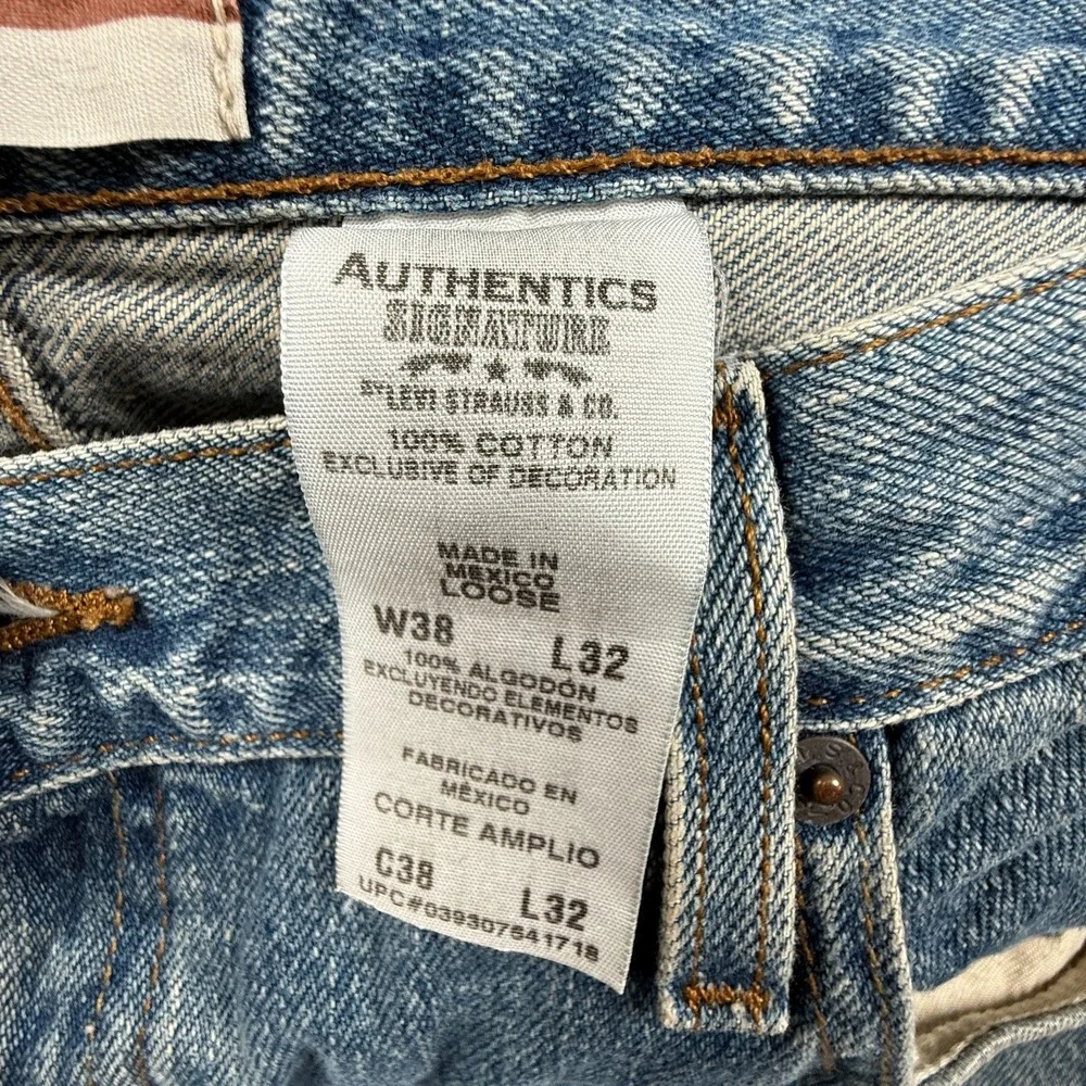 Levi's Authentic Signature Jeans Mens 38x32 Blue Denim Loose Fit‎ Straight Leg
